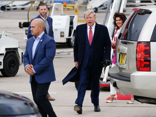  It’s great to be home, says Trump as he arrives in Scotland 