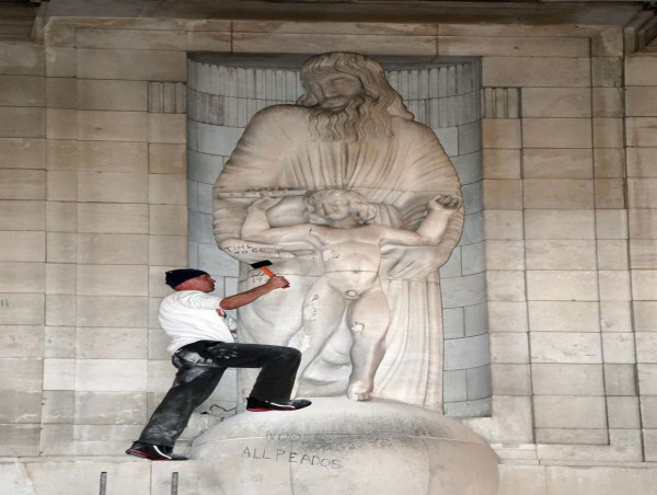  BBC begins work to repair defaced statue by controversial sculptor Eric Gill 