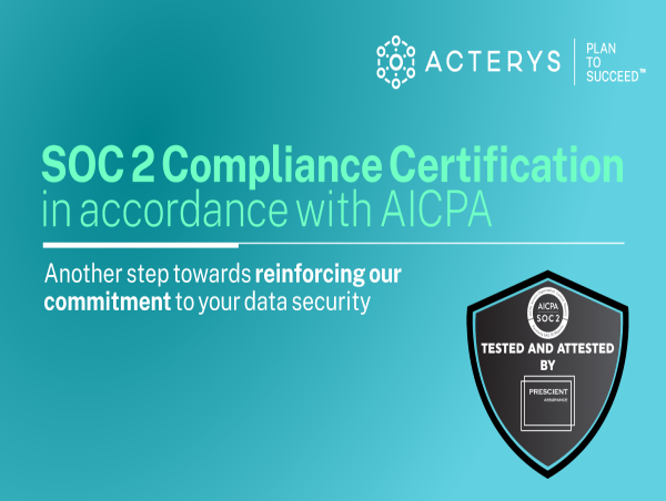 Acterys Secures SOC 2 Compliance Certification in Accordance with the AICPA