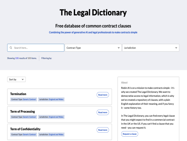 Robin AI Launches Free AI-Generated Legal Dictionary