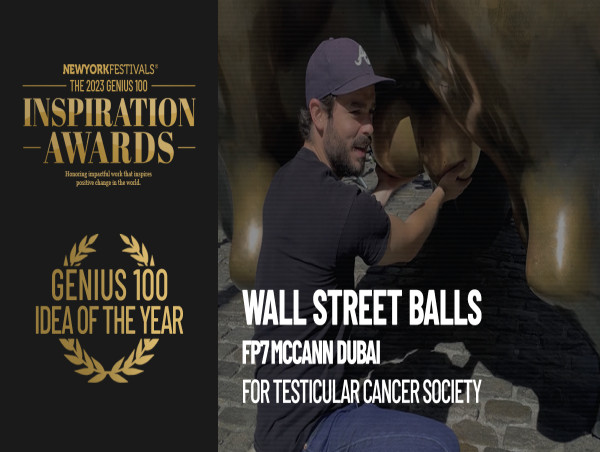  Genius 100 Foundation and NY Festivals Advertising Awards select “Wall Street Balls” for Gold 2023 Genius Idea Award 
