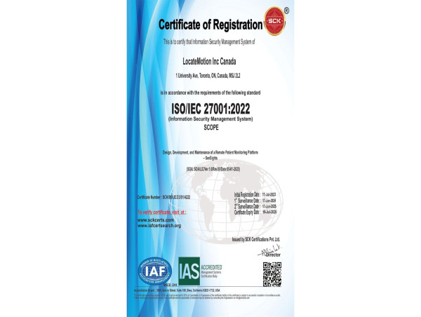 SenSights.AI (o/a LocateMotion Inc.) Achieves a Data Security Milestone with ISO/IEC 27001:2022 Certification 