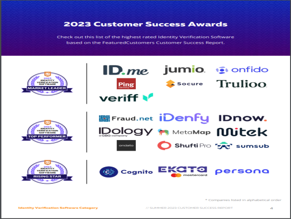  The Top Identity Verification Software Vendors According to the FeaturedCustomers Summer 2023 Customer Success Report 