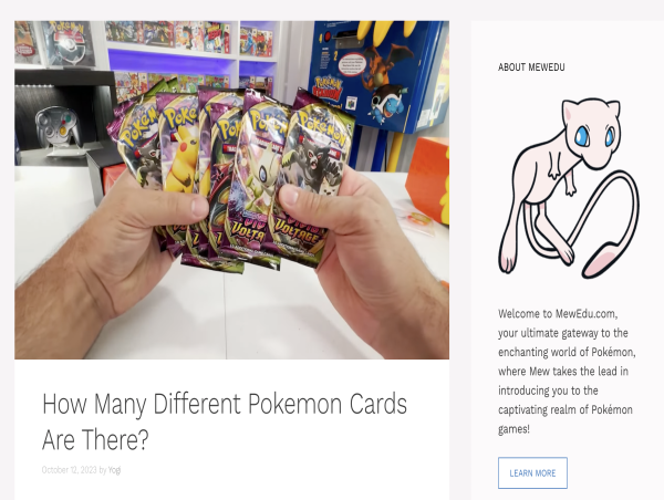 MewEdu Launches New Website for Pokémon Games, Techniques, Card Games, and Community