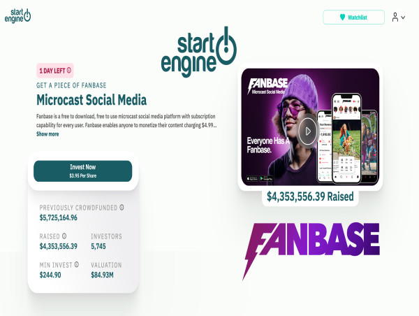  Final Opportunity to Participate in Fanbase Seed Round on StartEngine 
