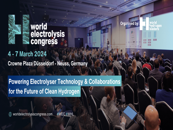 Over 600 clean hydrogen experts to meet in Germany at the 3rd annual World Electrolysis Congress in 2024