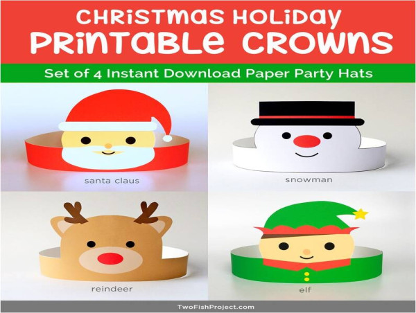  Cute Printable Christmas Party Hats As Kids Christmas Craft Activity Available 