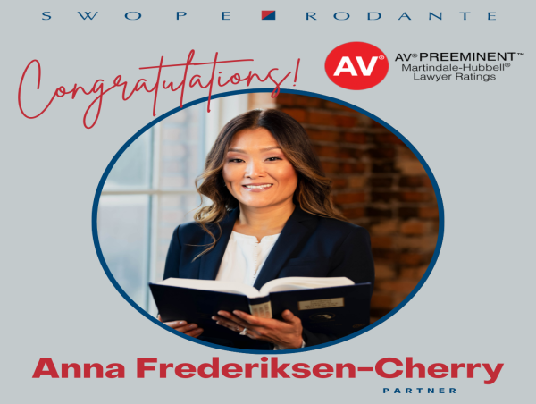  Tampa Attorney Anna Frederiksen-Cherry Attains AV Preeminent Rating From Martindale-Hubbell 