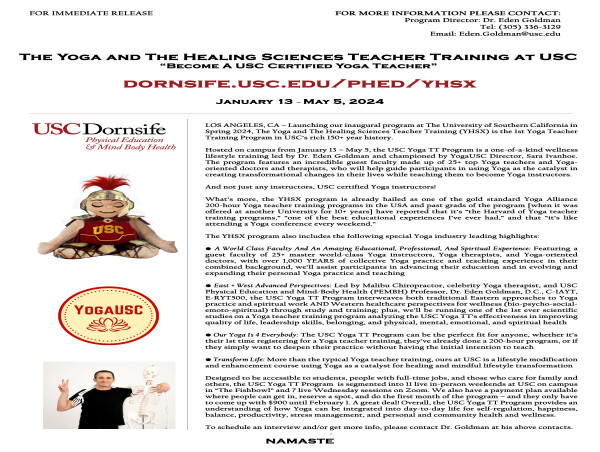  The Yoga And The Healing Sciences Teacher Training Program At USC 