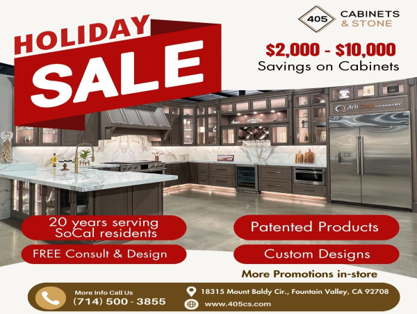 405 Cabinets and Stone Offers Holiday Discounts on Cabinetry