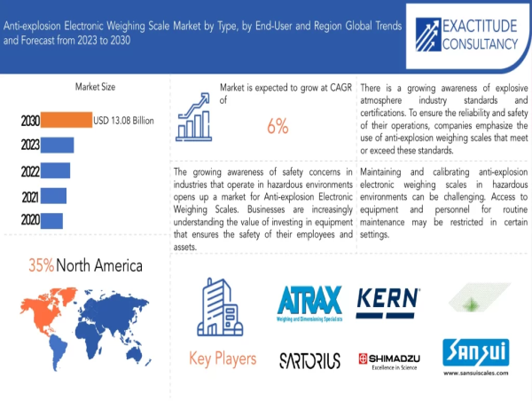 Anti-explosion Electronic Weighing Scale Market is anticipated to grow at a CAGR of 6% during the forecast period.