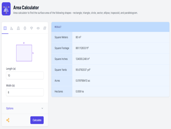 Calculator.io Debuts Area Calculator for Comprehensive Surface Measurement Solutions