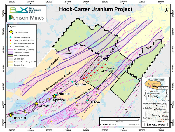 ALX Resources Corp. Receives Results from ZTEM(TM) Airborne Electromagnetic Survey at the Hook-Carter Uranium Project, Athabasca Basin, Saskatchewan