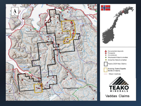  Teako Granted New Exploration Concessions at Vaddas - Birtavarre and Creates Norway's Largest Copper-Cobalt Exploration Project 