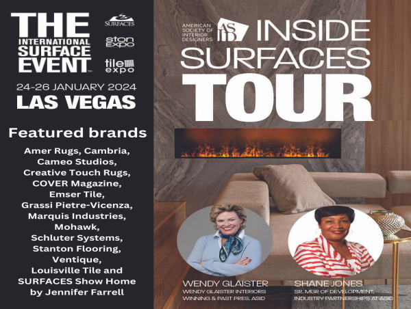 ASID Inside SURFACES Tour announces the 13 brands as featured stops at The International Surface Event.