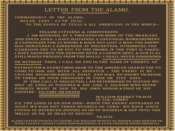 Texas Senator Bob Hall Nominates Alamo Letter Society Chair in Van Zandt County. Texas A&M Veterinarian Dwayne Collins