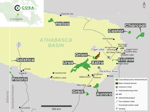  Cosa Resources Completes Acquisition of the Titan Uranium Project, Athabasca Basin, Saskatchewan 