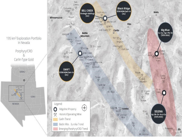 Ridgeline Minerals Provides 2024 Exploration Updates for the Nevada Gold Mines Earn-Ins at the Swift and Black Ridge Projects