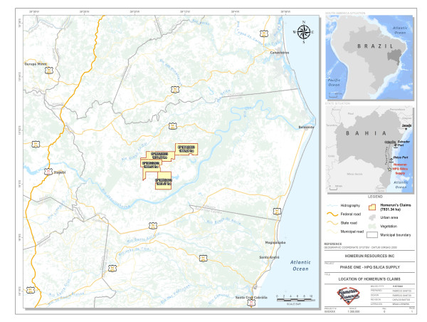  Homerun Resources Inc. Final Approval of Four Applications for New Concessions in the Belmonte Silica District 