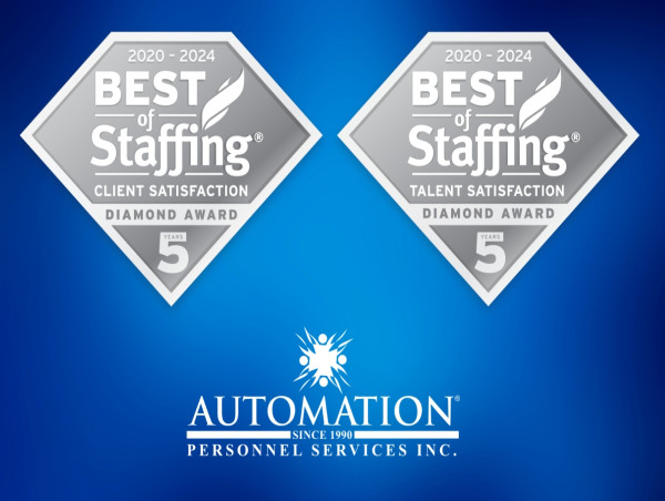  AUTOMATION PERSONNEL SERVICES WINS CLEARLYRATED’S 2023 BEST OF STAFFING CLIENT AND TALENT 5-YEAR DIAMOND AWARDS 