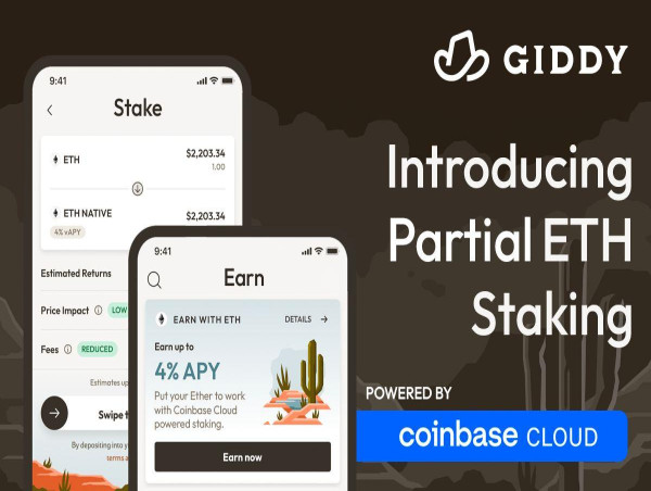  Giddy smart wallet introduces partial ETH staking powered by Coinbase Cloud 