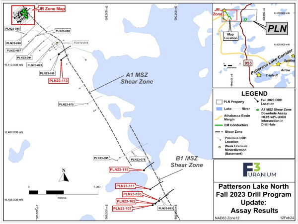 F3 Hits 66.8% U3O8 over 0.5m within 42.4% over 2.0m at JR