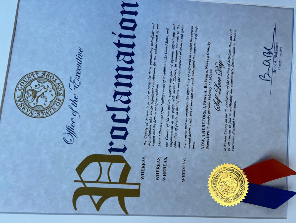 Danni Benson Honored with Proclamation by Nassau Executive Bruce Blakeman for Self-Love Day February 13 Recognition