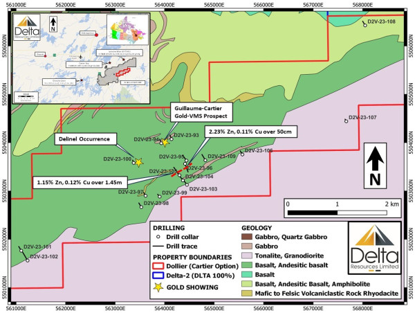 Delta Outlines a Zinc-Rich Sulphide Horizon at the Delta-2 Property, Chibougamau, Quebec