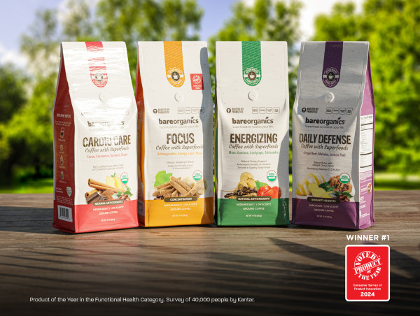 BAREORGANICS SUPERFOODS COFFEE NAMED PRODUCT OF THE YEAR USA 2024