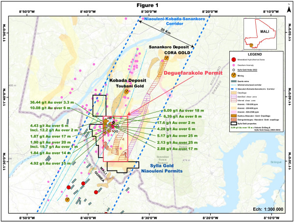 Sylla Gold Exercises Option Agreement to Acquire 100% of the Deguefarakole Licence at Its Niaouleni Gold Project 