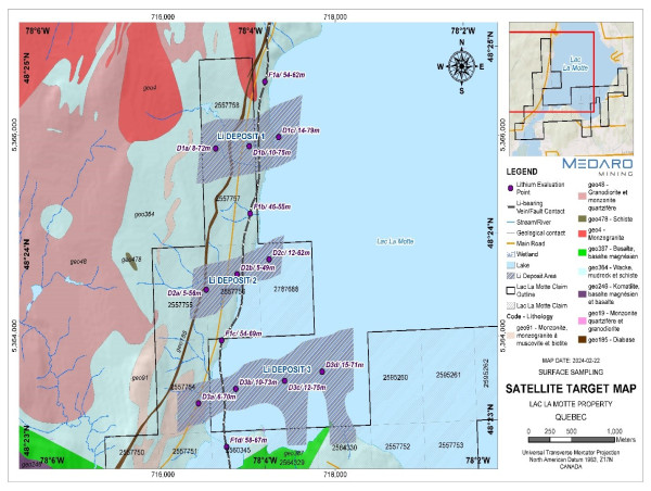 Medaro Mining Unveils Promising Findings from Satellite Survey at its Lac La Motte Lithium Project