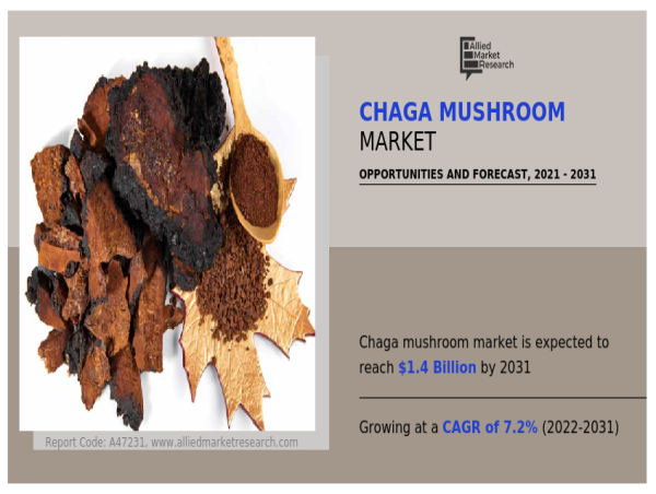 Chaga Mushroom Market Size & Share to Surpass $1.4 Billion by 2031 Grow at CAGR 7.2%