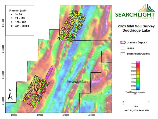  Searchlight Resources Reports MMI Results from Duddridge Lake Uranium Project 