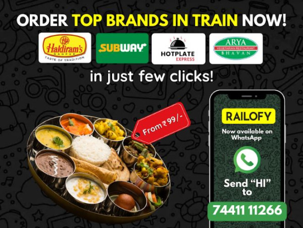  Order Top Brands Like Haldiram's, Subway, Hotplate Express, and More on WhatsApp for Delicious Train Travel Meals 