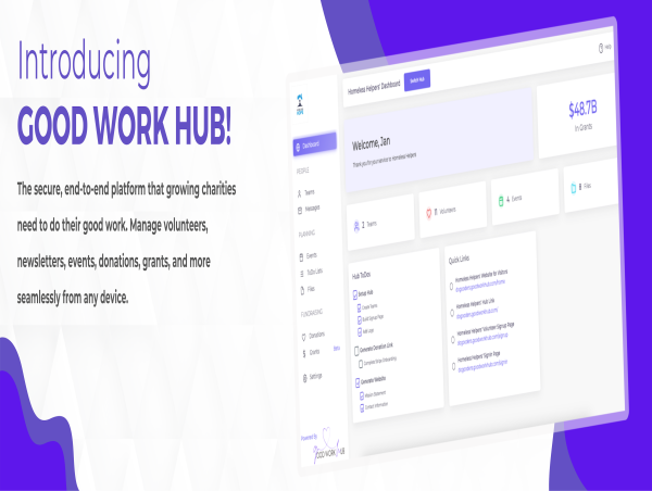 Charities can now discover Grants, manage Volunteers and more, easily, with Good Work Hub