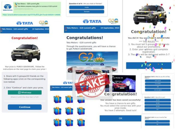  Beware: G20 Summit Spirit Used as Bait in Phoney Tata Motors Gift Scam by Cybercriminals, CyberPeace Issues an Advisory 