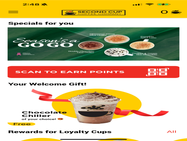 The Second Cup Coffee Company Inc. “Second Cup” Reaches 250,000 Members on its Primo Rewards Loyalty App