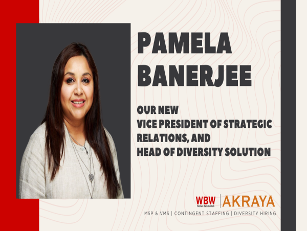 Akraya strengthens strategic leadership with Pamela Banerjee as VP of Strategic Relations & Head of Diversity Solutions.