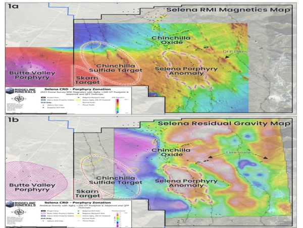Ridgeline Minerals Identifies New Porphyry Target at Depth with Drone Magnetics Survey at the Selena CRD Project, Nevada