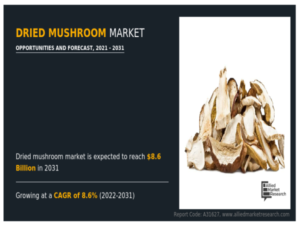 Dried Mushroom Market Share Worth $8.6 Billion by 2031 With CAGR of 8.6% 