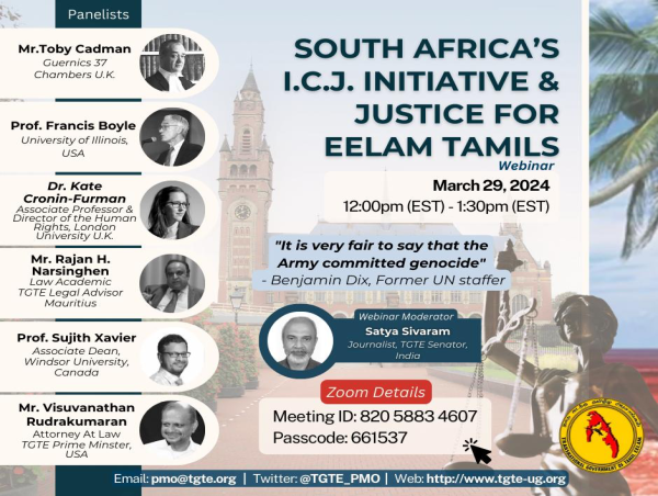 Webinar: South Africa's I.C.J. Initiative and Justice for Eelam Tamils: TGTE