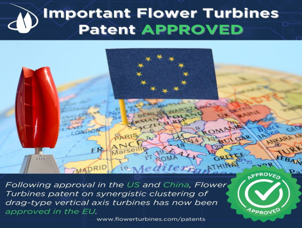  Flower Turbines Significant New Patent Approved--Affects Investors and Customers 
