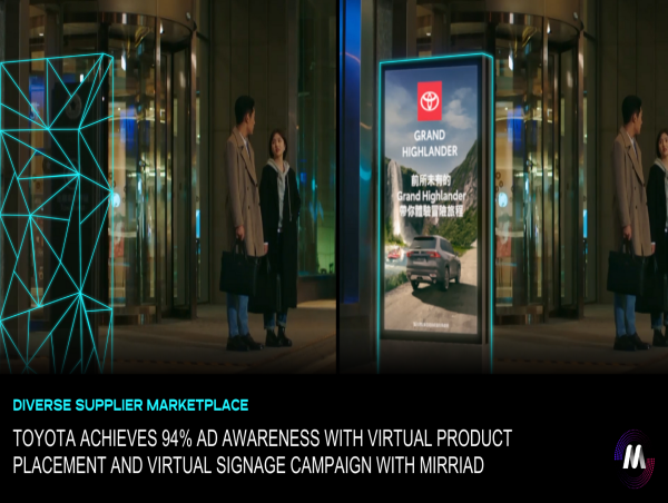  Toyota Achieves 94% Ad Awareness with Virtual Product Placement and Virtual Signage Campaign with Mirriad 