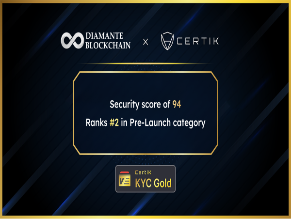 Diamante Blockchain Receives the CertiK Gold Badge with a 94 Security Score and Ranks #2 Among Trending Projects