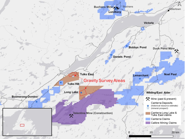 Canterra Minerals Announces Additional Gravity Targets at the Tulks East Project in Central Newfoundland