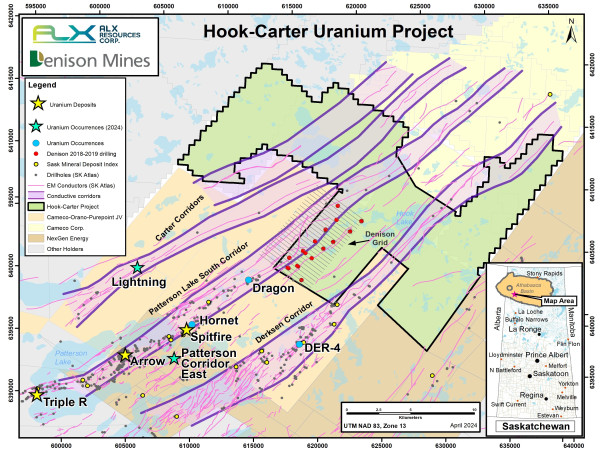  ALX Resources Corp. Amends Hook-Carter Uranium Project Joint Venture Agreement with Denison Mines - Exploration Planned for 2024 