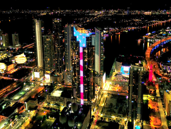Memorial Day: World's Tallest Digital American Flag Lights-Up Paramount Miami Worldcenter Skyscraper