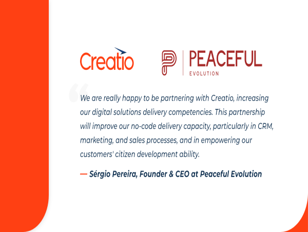  Creatio Announces its Partnership with Peaceful Evolution 