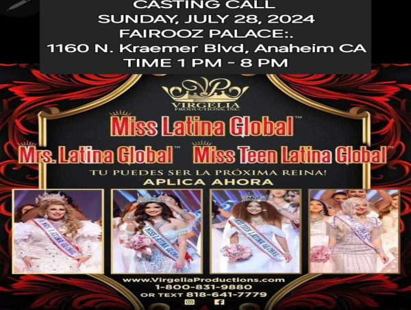 Virgelia Productions Announces Casting Call Miss Latina Global & Mrs. Latina Pageant