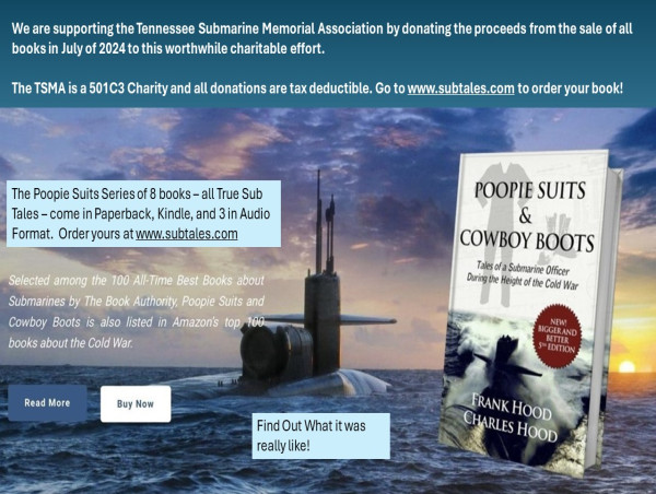 POOPIE SUITS DONATES ALL BOOK SALES IN JULY TO SUPPORT THE TENNESSEE SUBMARINE MEMORIAL ASSOCIATION